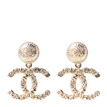 Chanel Crystal CC Drop Earrings Gold 1 of 6
