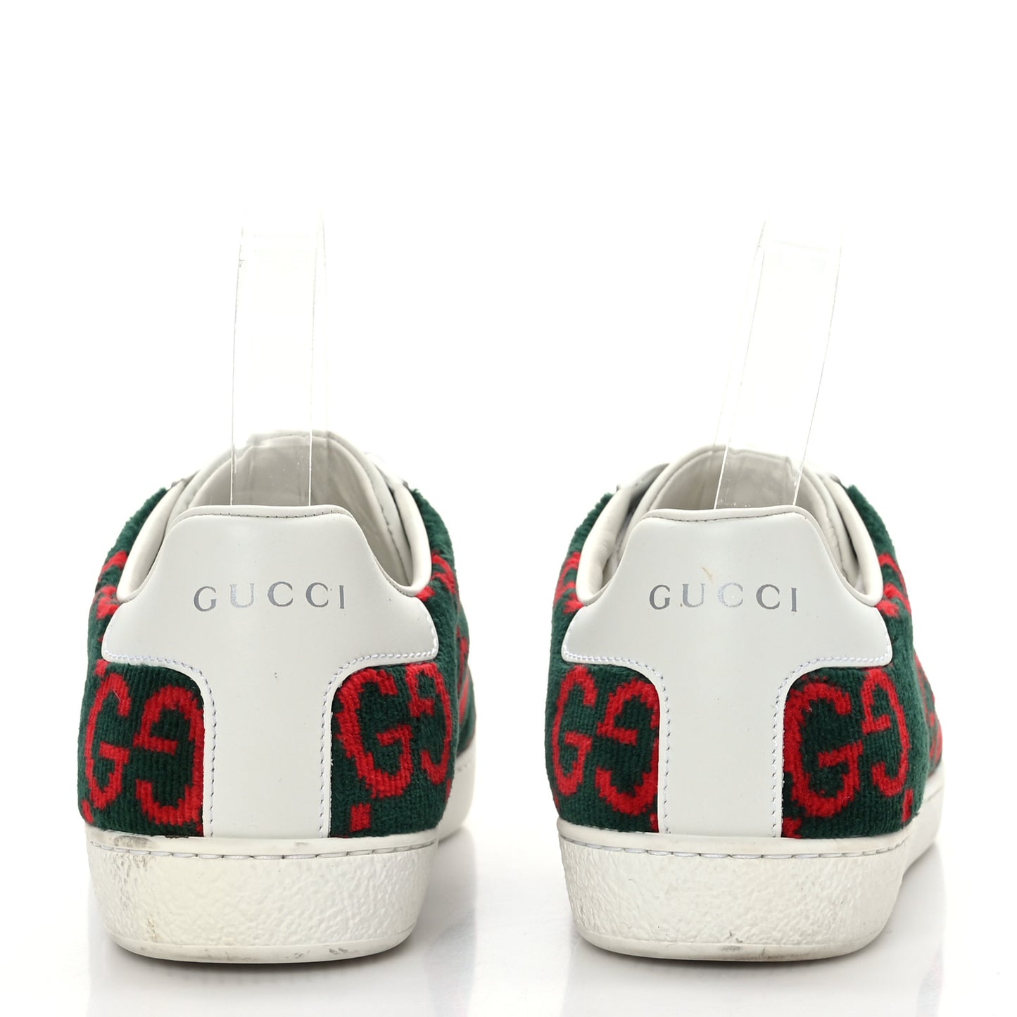 Terry Cloth GG Monogram Web Womens Ace Sneakers 36.5 Green Red