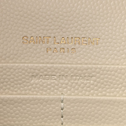 Saint Laurent Grain De Poudre Mixed Matelasse Triquilt Monogram Chain Wallet Crema Soft 6 of 9