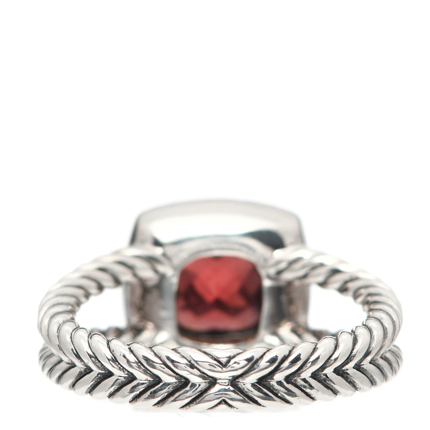 Sterling Silver Diamond Garnet 7mm Petite Albion Ring 55 7.25