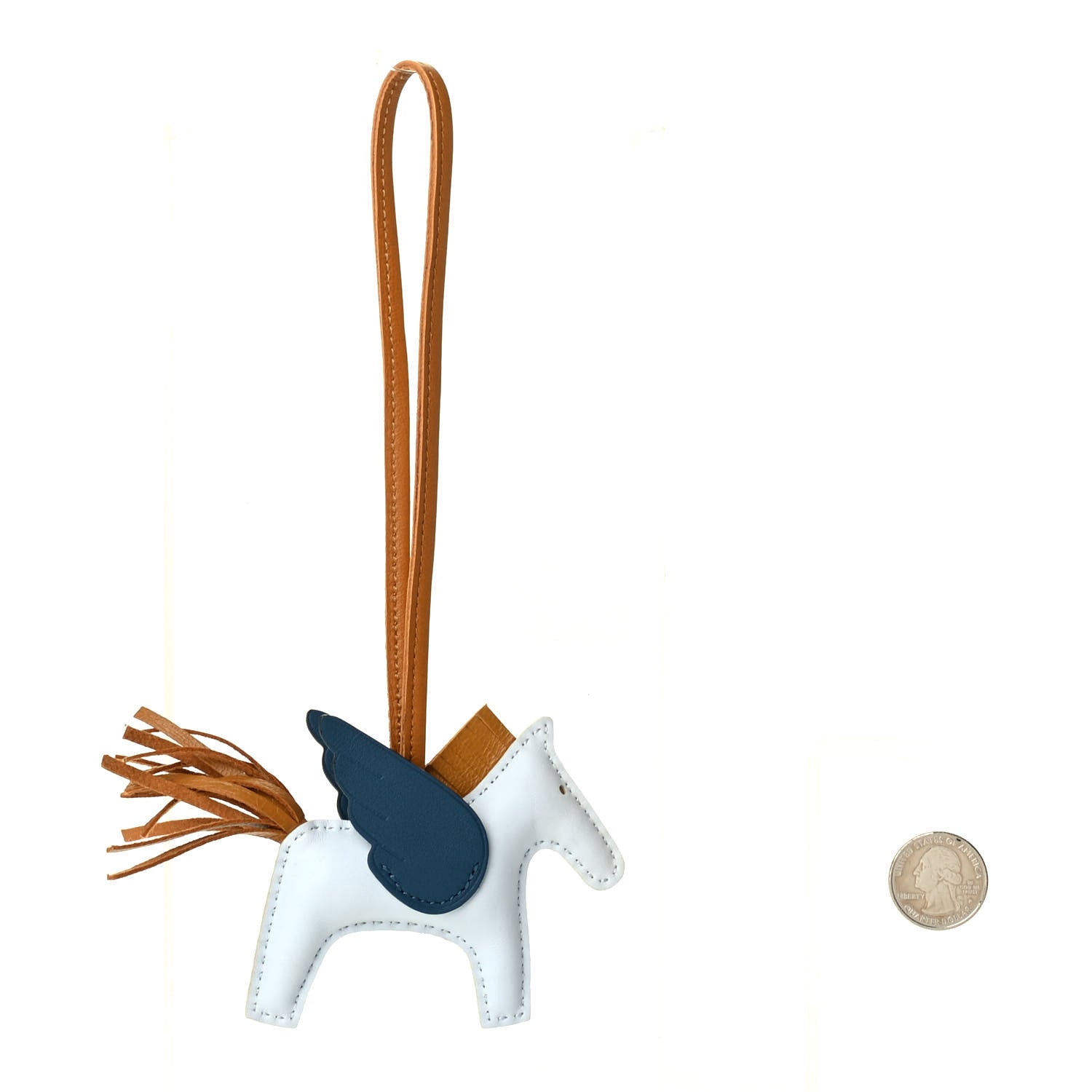 Hermes Milo Lambskin Grigri Rodeo Pegase Horse Bag Charm PM Bleu Brume Sesame Vert Bosphore 2 of 5