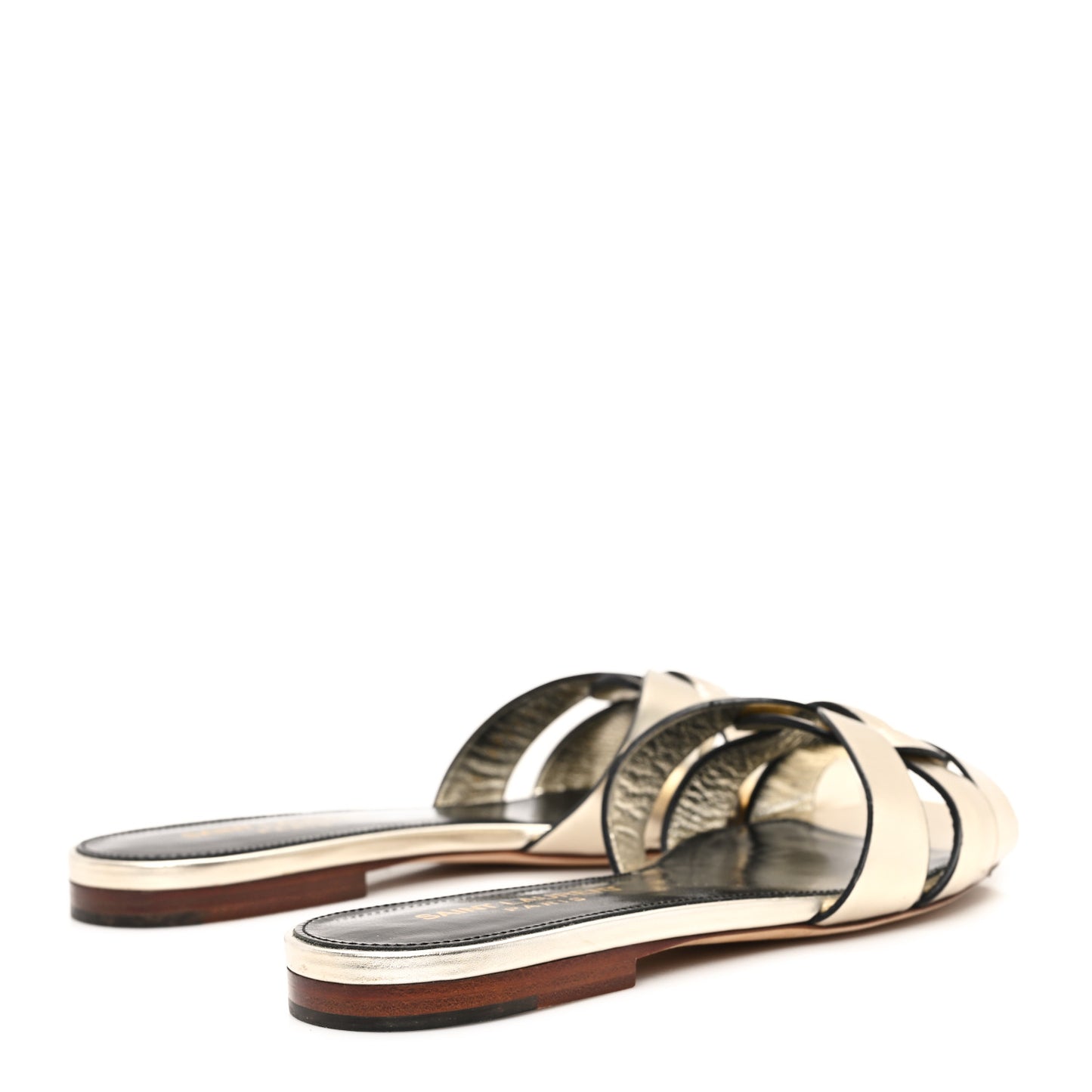 Metallic Calfskin Nu Pied 05 Slide Sandals 35 Platino