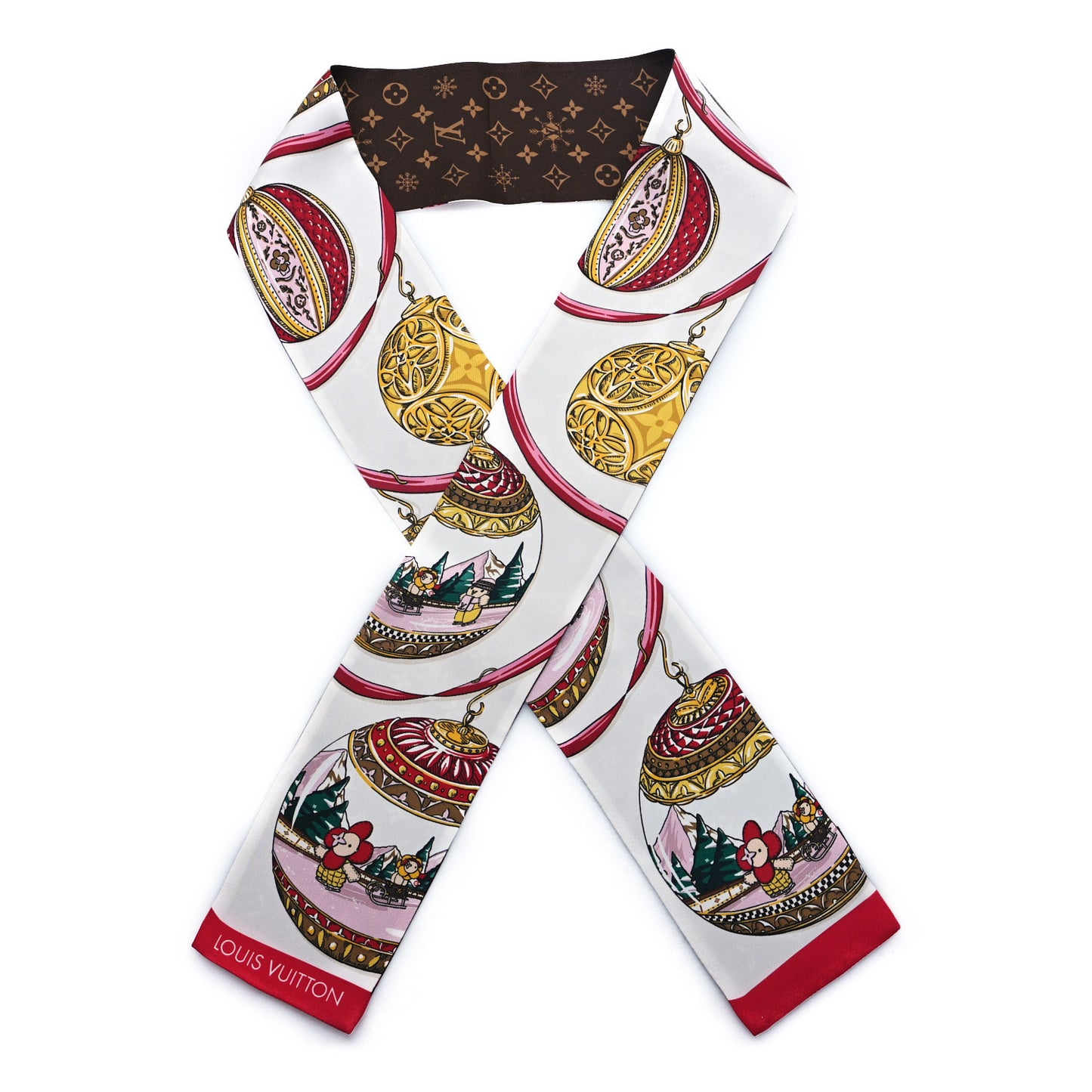 Silk Monogram 2023 Christmas Animation Ornaments Bandeau Brown Multicolor