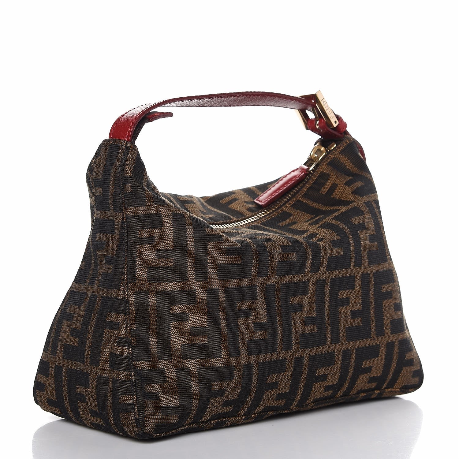 Fendi Zucca Cuoio Lucido Mini Pochette Tobacco Rosso Scuro 3 of 11