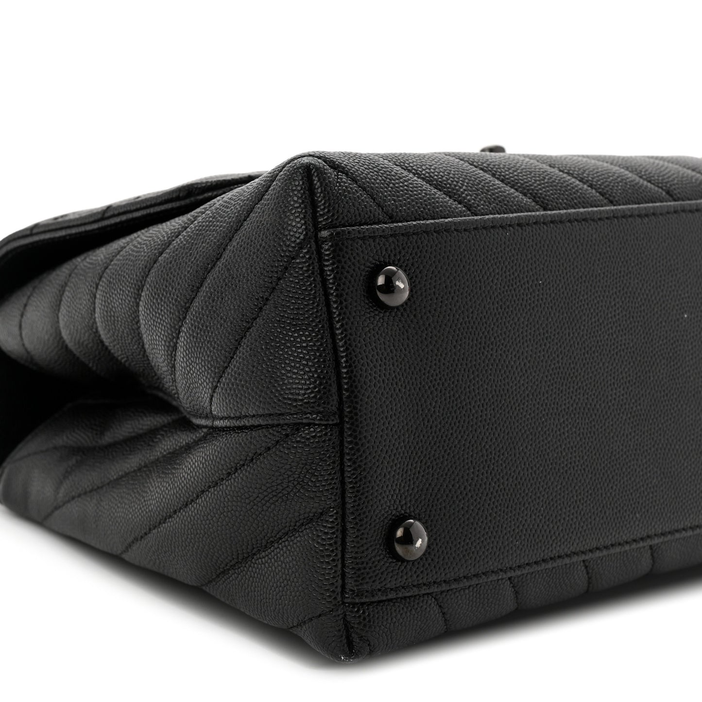 Caviar Chevron Quilted Small Coco Handle Flap So Black