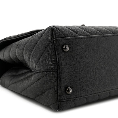 Chanel Caviar Chevron Quilted Small Coco Handle Flap So Black 9 of 10