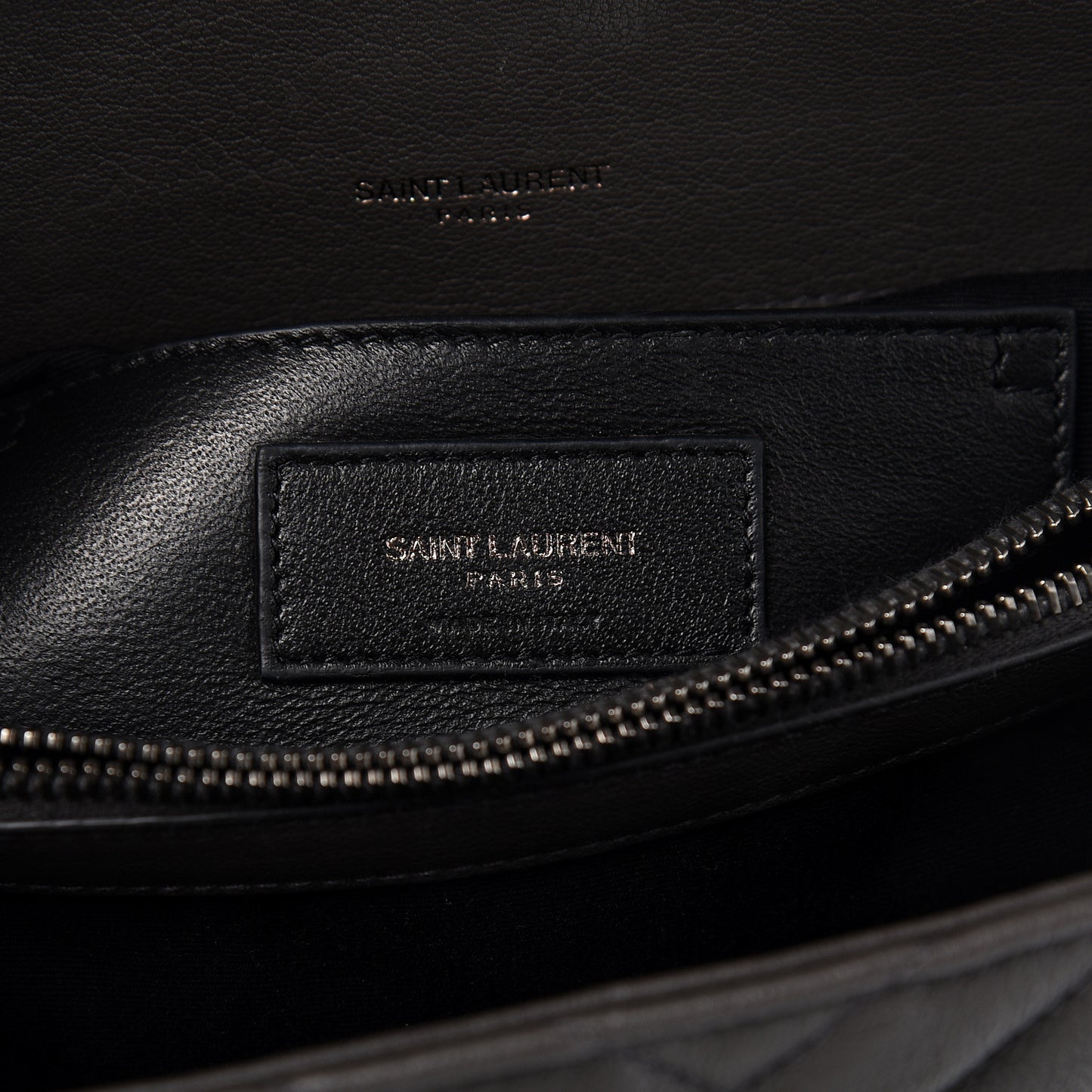 Sheepskin Matelasse Chevron Monogram Medium College Bag Asphalt