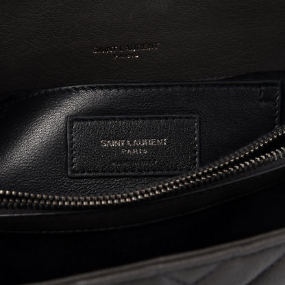 Saint Laurent Sheepskin Matelasse Chevron Monogram Medium College Bag Asphalt 7 of 11