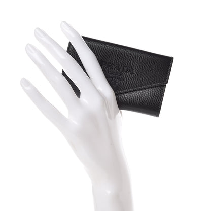 Prada Saffiano Shine Monochrome 4 Key Holder Black 2 of 11