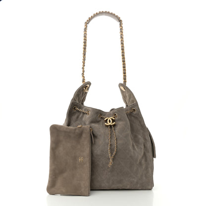 Chanel Suede Quilted Medium Chanel 25 Handbag Grey 3 of 11