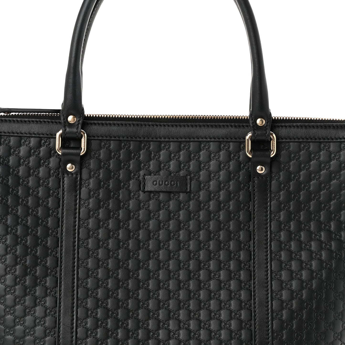Soft Microguccissima Small Zippered Satchel Black