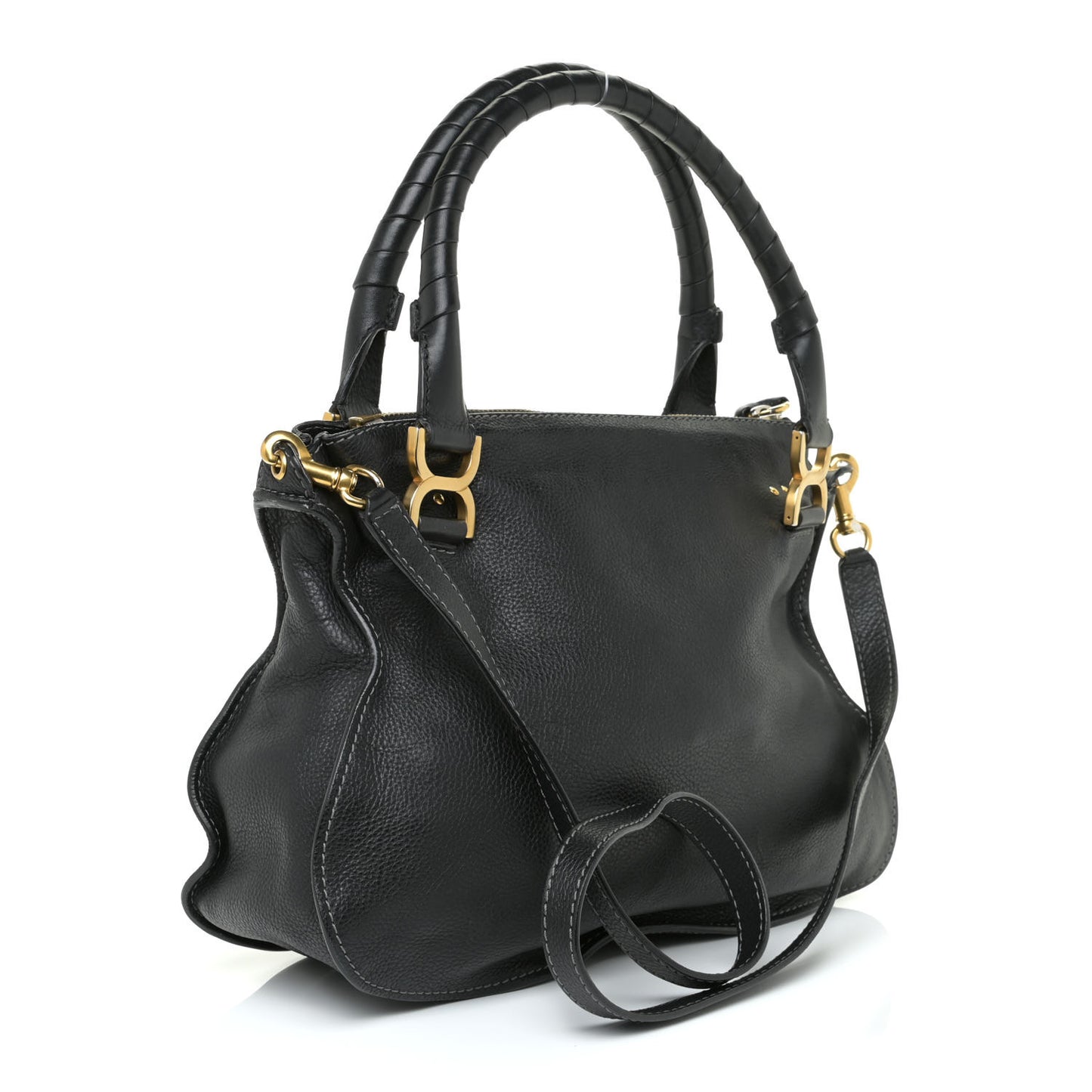 Calfskin Medium Marcie Satchel Black