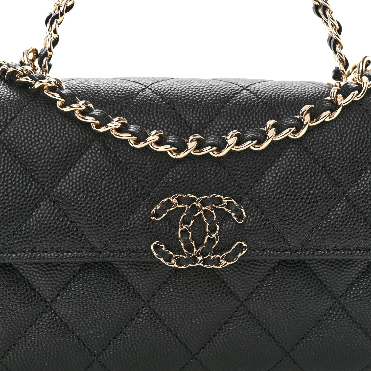 Chanel Caviar Quilted Chain Match Top Handle Phone Holder With Chain Black 8 of 11