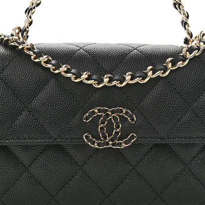 Chanel Caviar Quilted Chain Match Top Handle Phone Holder With Chain Black 8 of 11