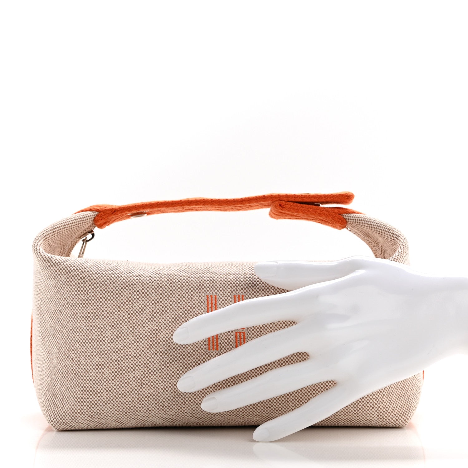Hermes Canvas Small Bride-A-Brac Pouch Natural Orange 2 of 6