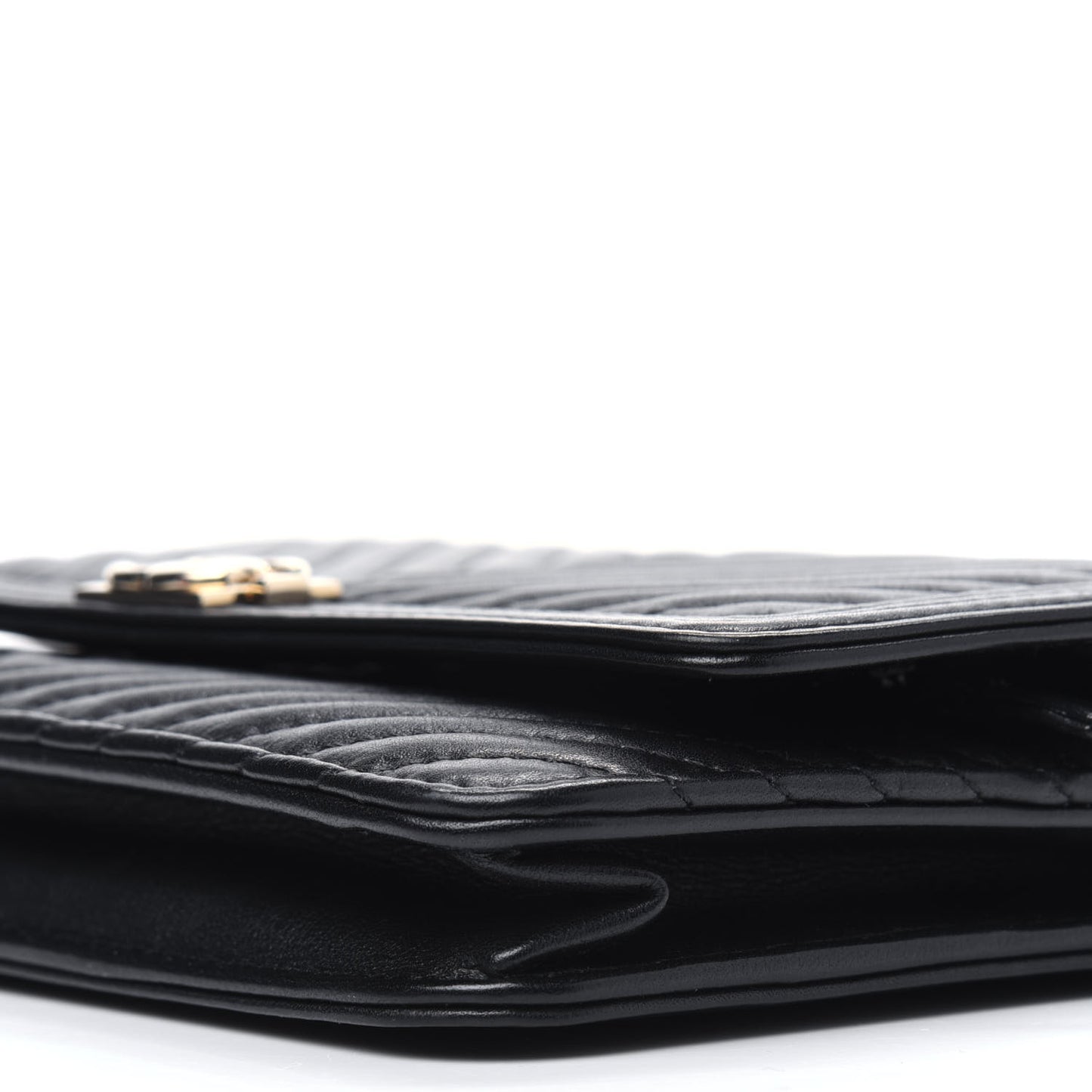 Calfskin Chevron Boy Wallet On Chain WOC Black