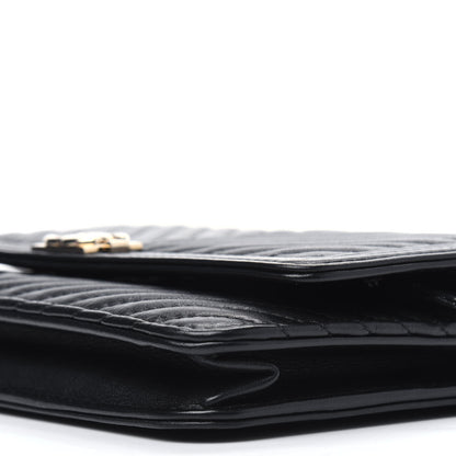 Chanel Calfskin Chevron Boy Wallet On Chain WOC Black 9 of 12