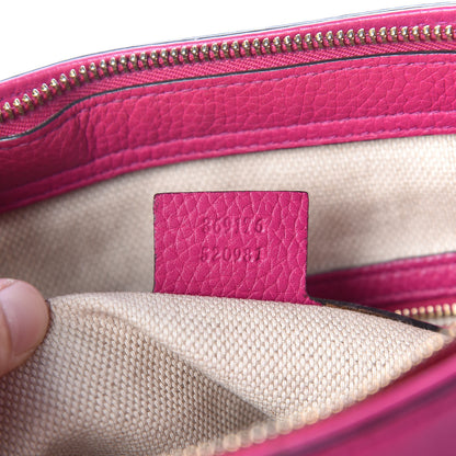 Gucci Pebbled Calfskin Small Soho Top Handle Bag Bright Bougainvillea 8 of 10