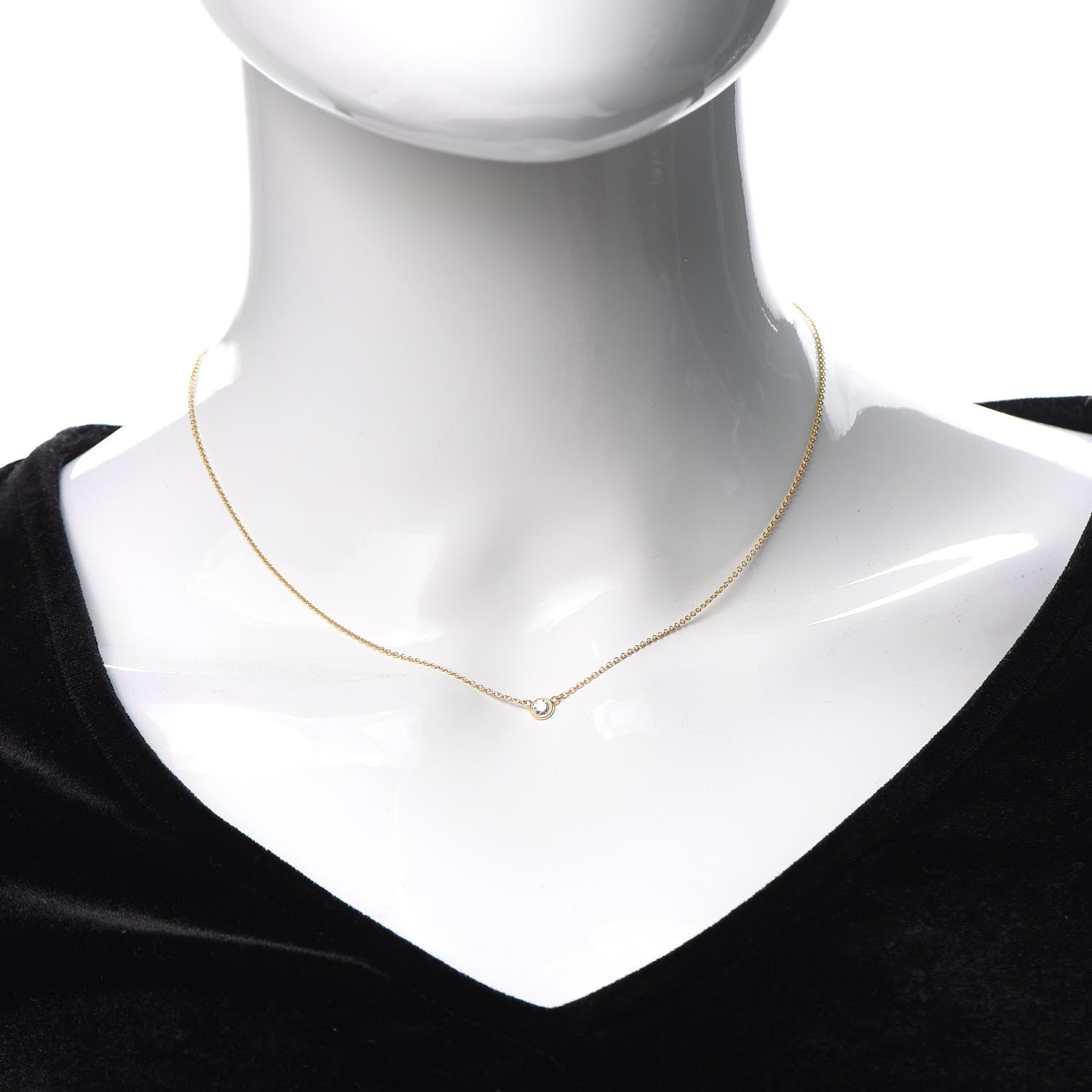 Tiffany 18K Yellow Gold Diamond .14ct Elsa Peretti Diamonds by the Yard Pendant Necklace 2 of 5