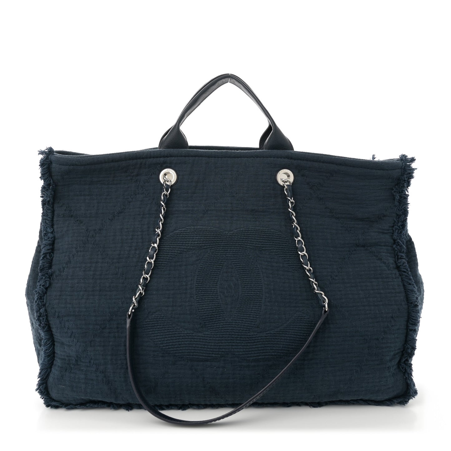 Canvas Extra Large Double Face Shopping Tote Dark Blue