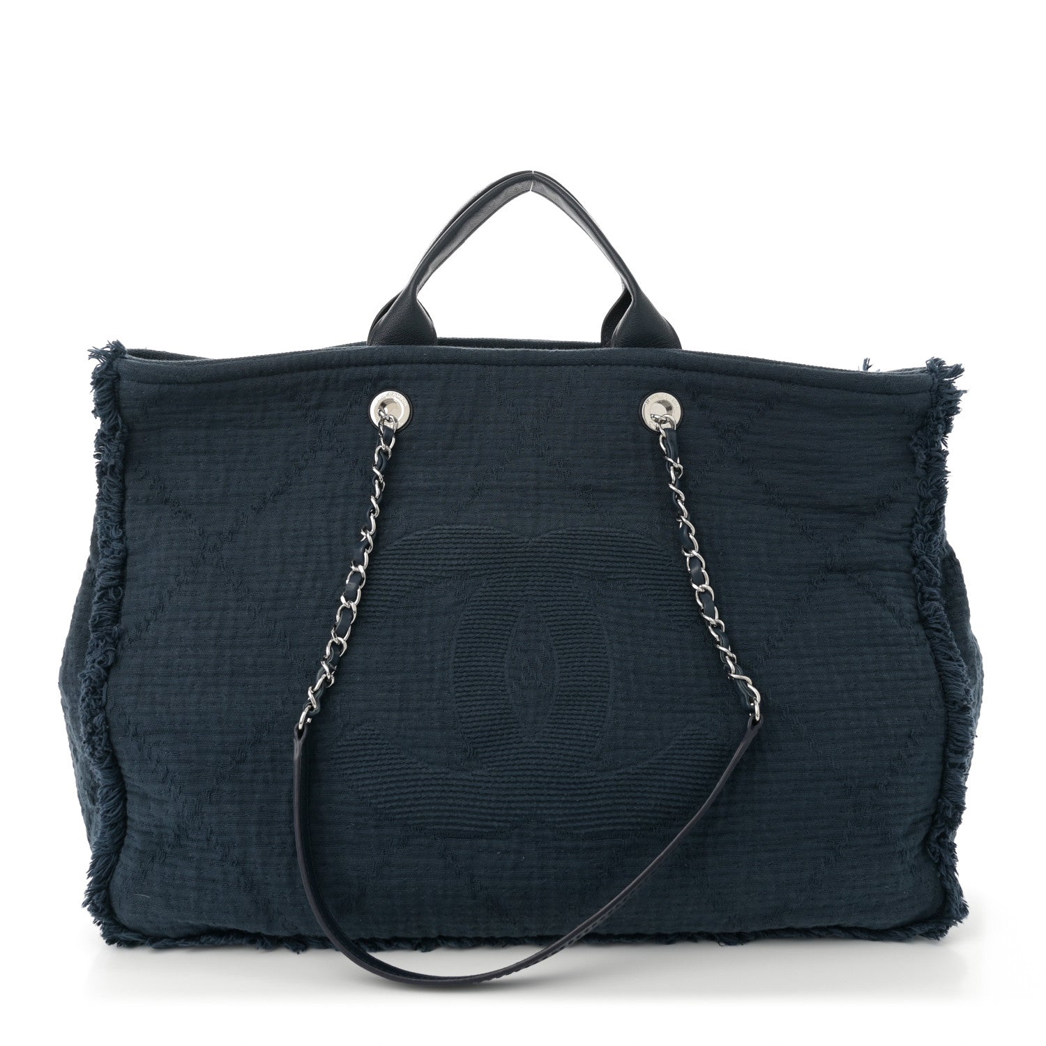 Chanel Canvas Extra Large Double Face Shopping Tote Dark Blue 1 of 10