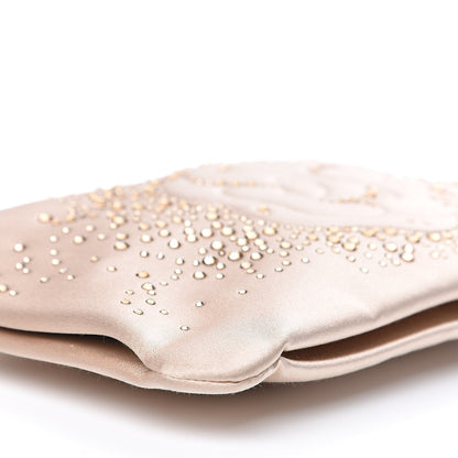 Chanel Satin Diamante Camellia Evening Clutch Bag Light Beige 10 of 12