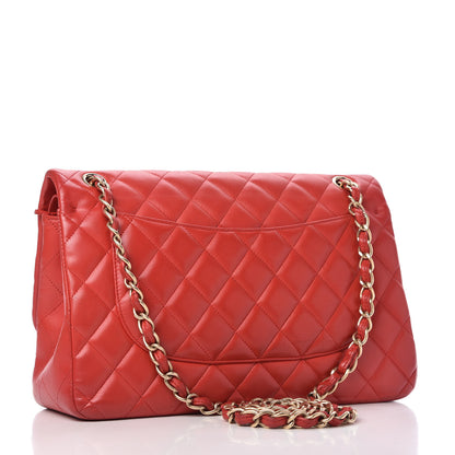 Chanel Lambskin Quilted Jumbo Double Flap Red 3 of 10