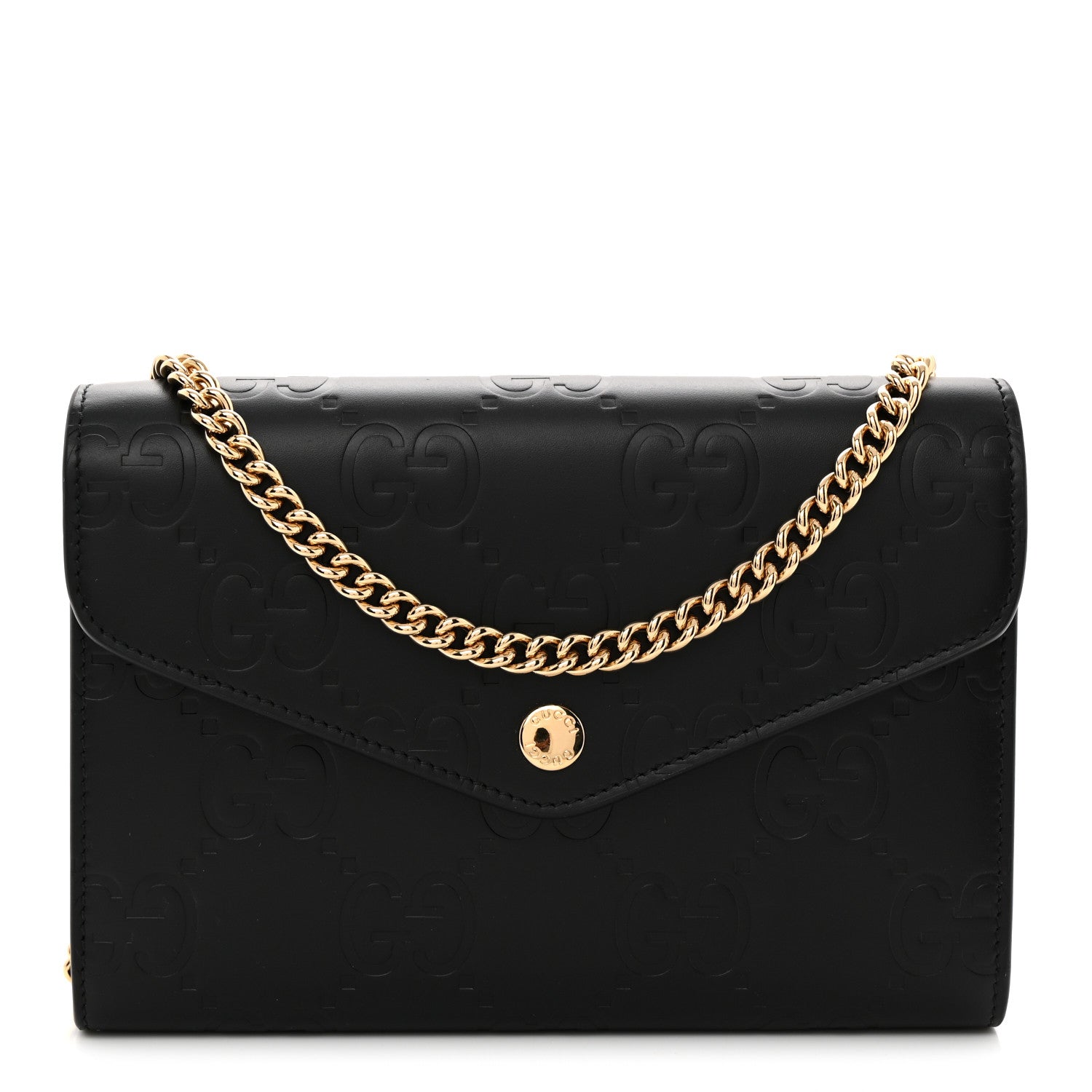 Gucci Calfskin GG Debossed Chain Wallet Black 1 of 10