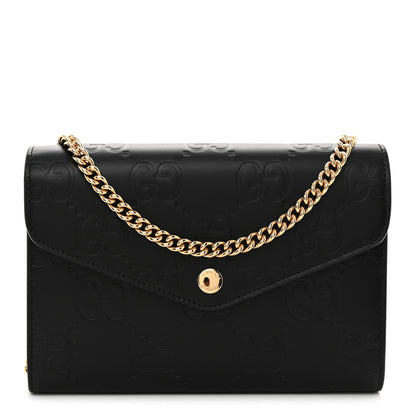 Gucci Calfskin GG Debossed Chain Wallet Black 1 of 10
