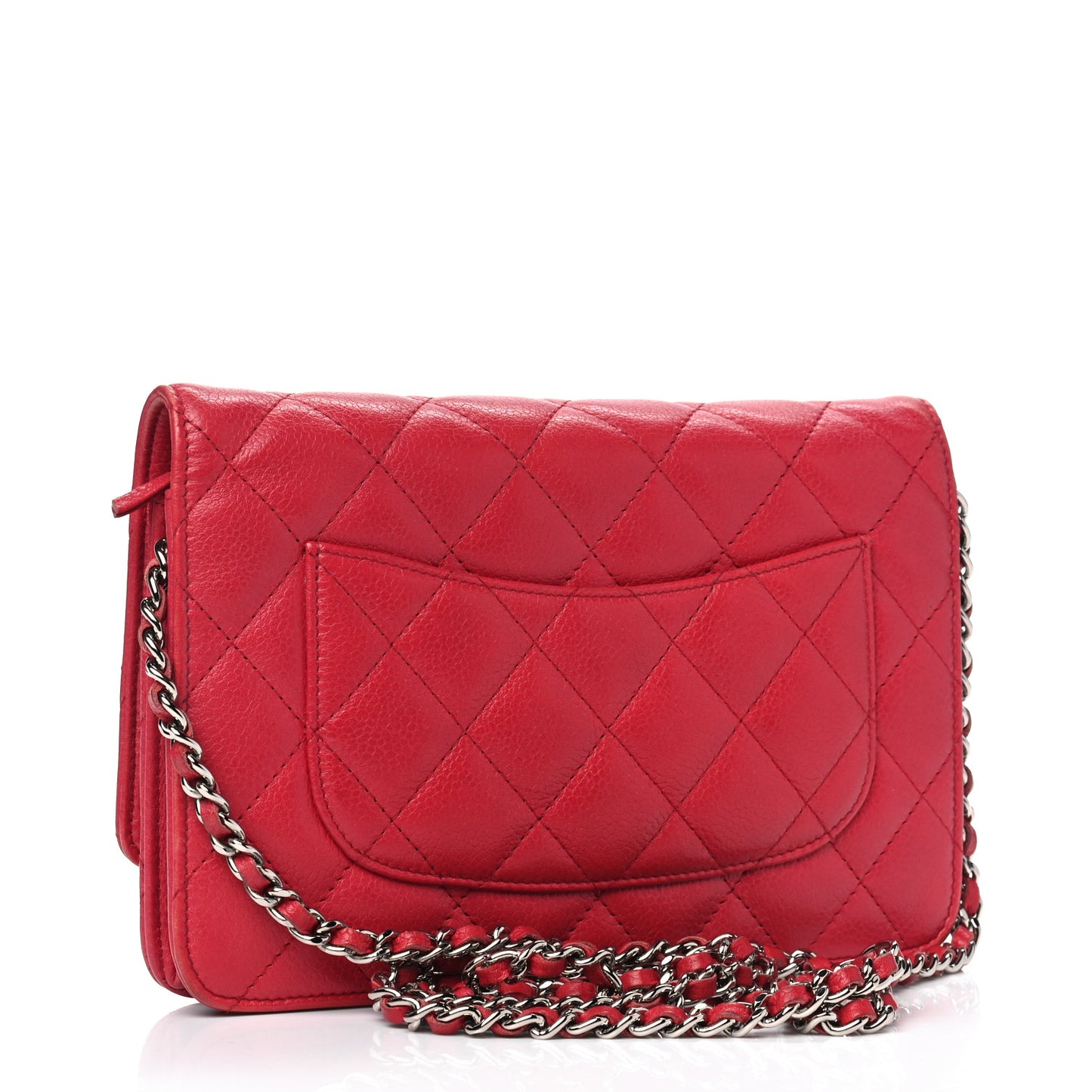 Caviar Quilted Wallet on Chain WOC Red