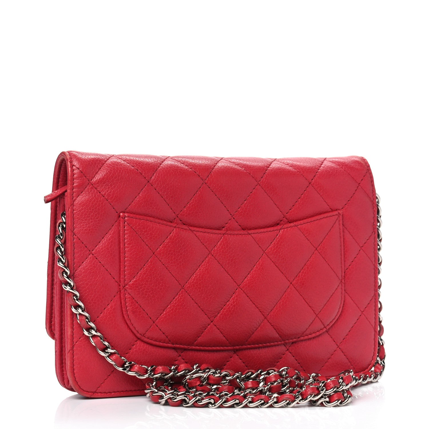 Chanel Caviar Quilted Wallet on Chain WOC Red 2 of 16