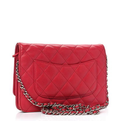 Chanel Caviar Quilted Wallet on Chain WOC Red 2 of 16