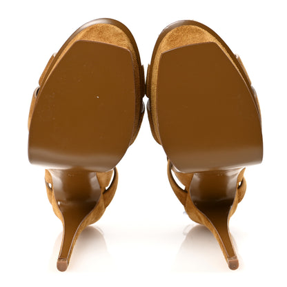 Saint Laurent Suede Tribute 105 Platform Sandals 41 Tan 6 of 9