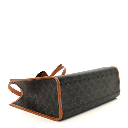 Celine Triomphe Canvas Calfskin Mini Horizontal Cabas Tan 4 of 9