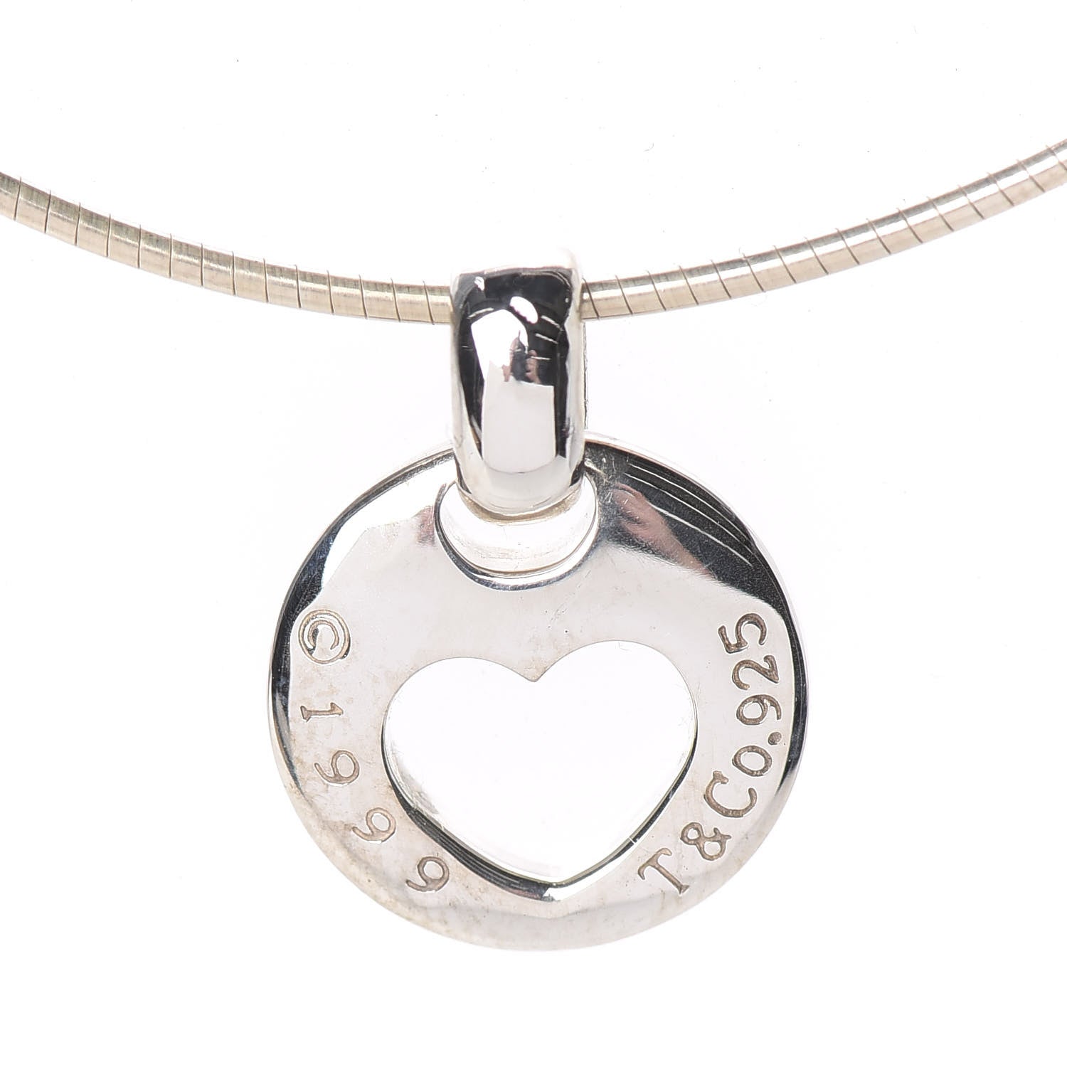 Tiffany Sterling Silver Heart Wire Pendant Necklace 7 of 7