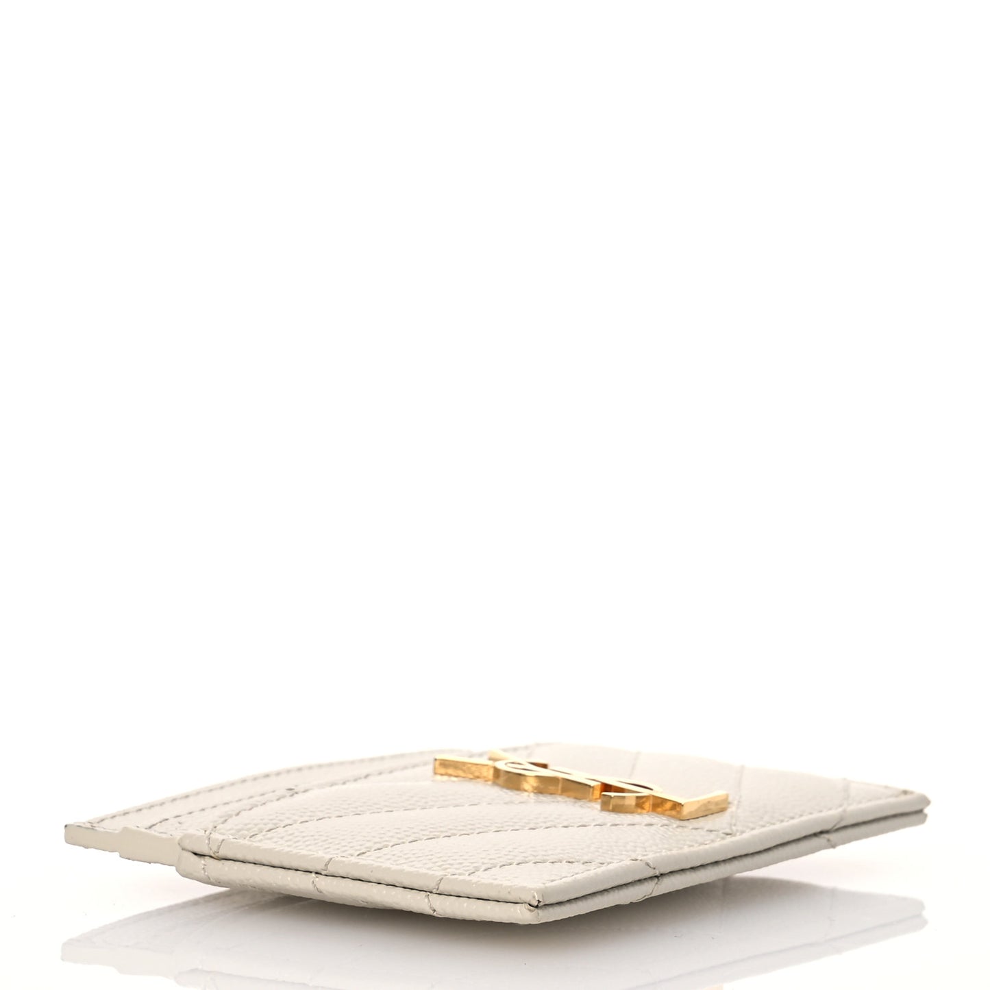 Grain De Poudre Matelasse Chevron Monogram Credit Card Case Crema Soft