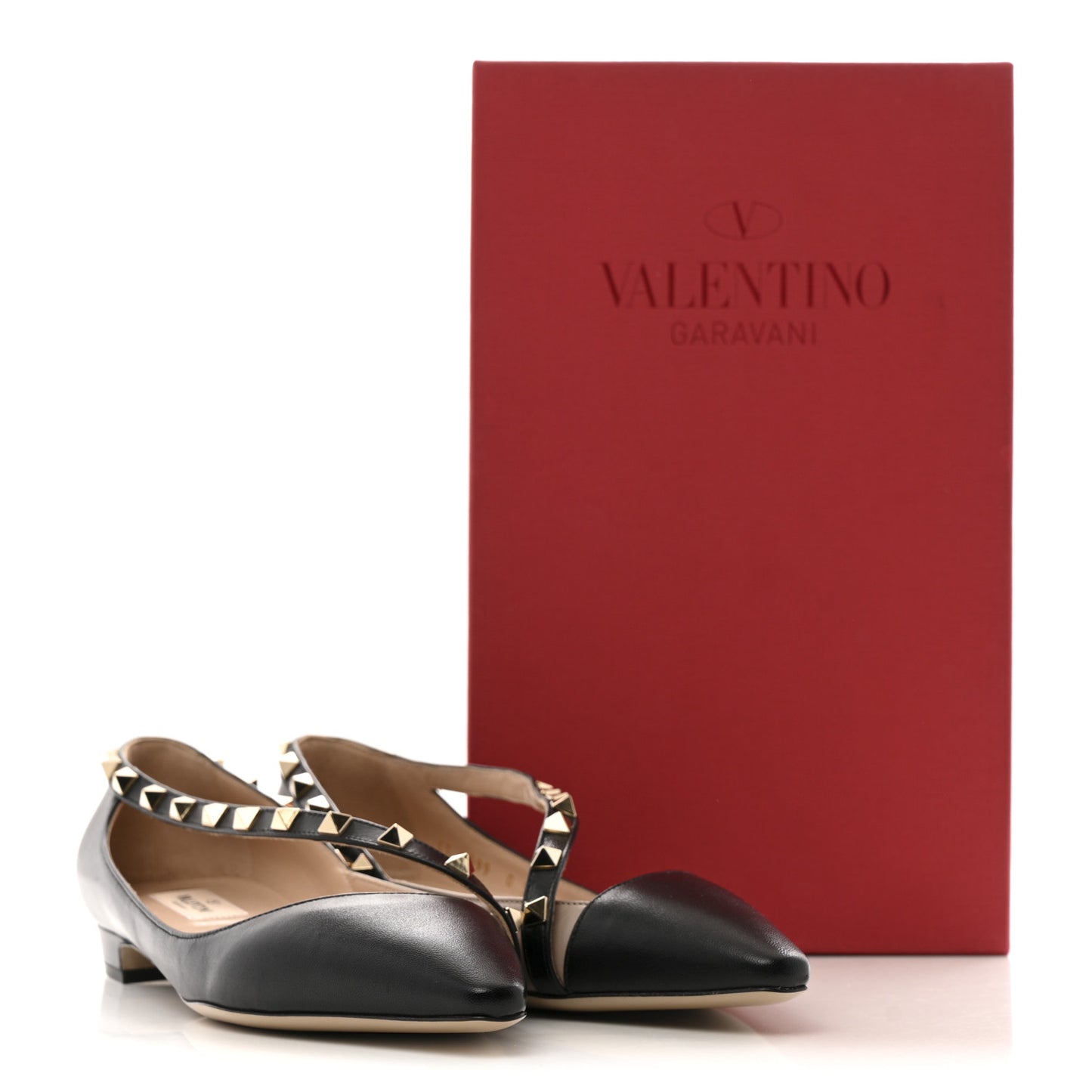 Nappa Rockstud Cross Strap D’Orsay Flats 37 Black Poudre