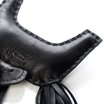 Hermes Milo Lambskin Matte Alligator Touch Grigri Rodeo Horse Bag Charm PM So Black 3 of 4