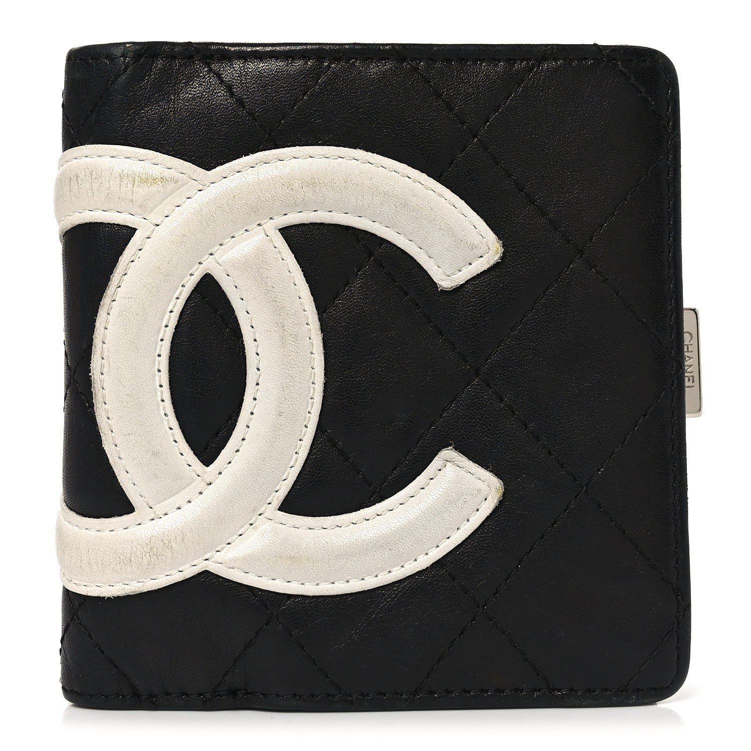 Chanel Calfskin Quilted Cambon Bi-fold Wallet Black White 1 of 7