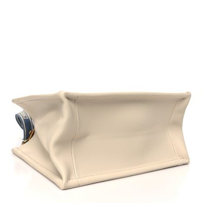 Christian Dior Oblique Chambray Calfskin Small Book Tote With Strap Blue Latte 4 of 10
