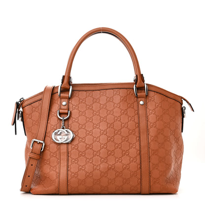 Gucci Guccissima Medium GG Charm Dome Satchel Brown 1 of 10