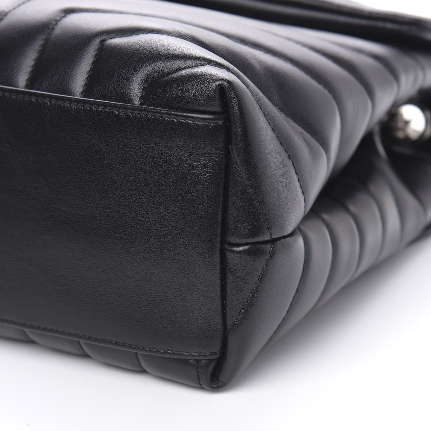 Calfskin Y Quilted Monogram Medium Loulou Chain Satchel Black