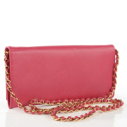 Prada Saffiano Love Chain Wallet Peonia 3 of 9