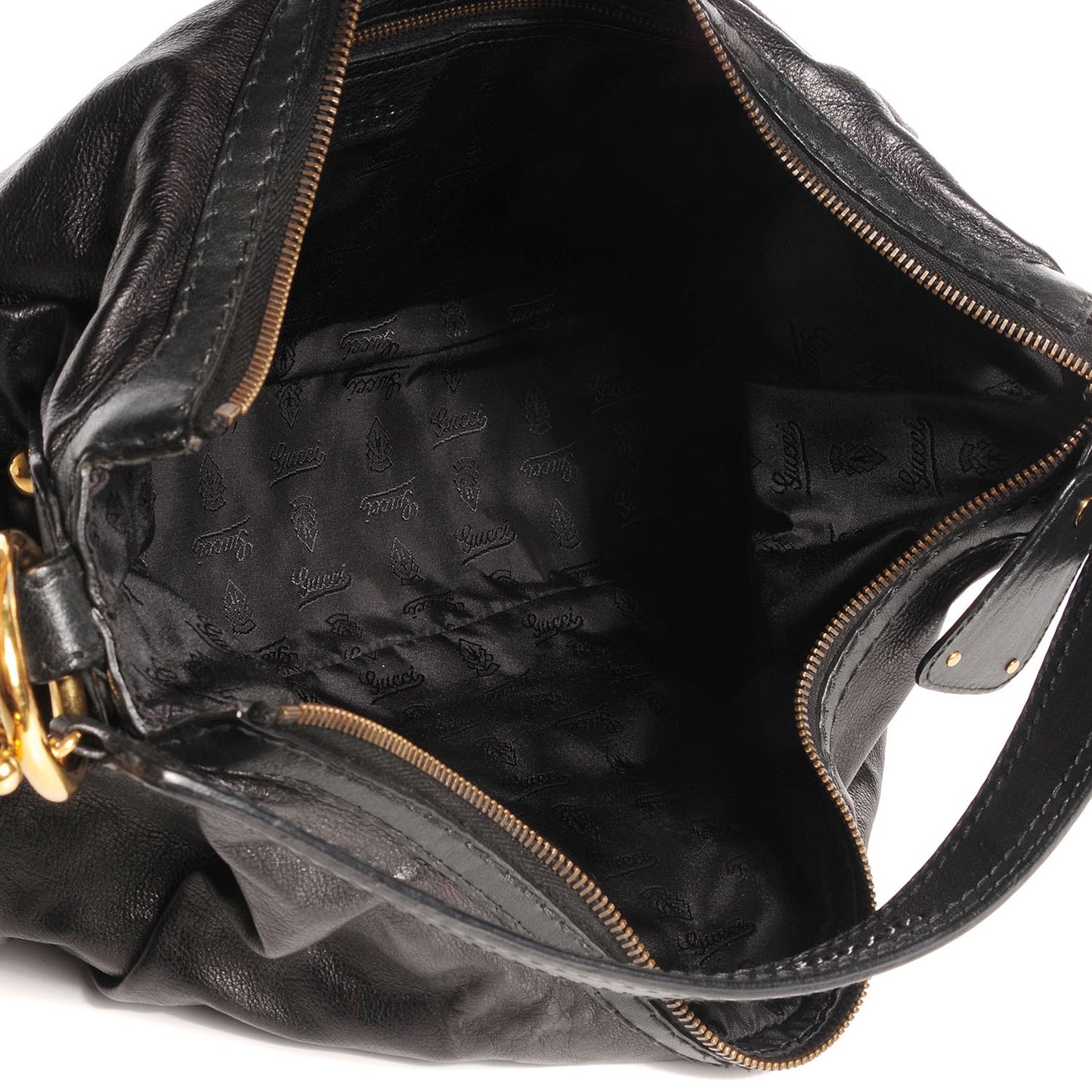 Leather Medium Jockey Hobo Black