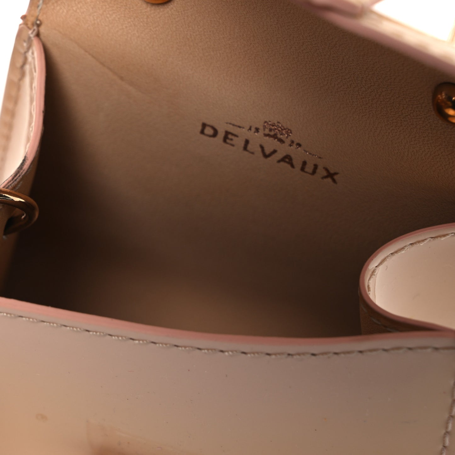 Patent Calfskin Mini Brillant Bag Charm Beige