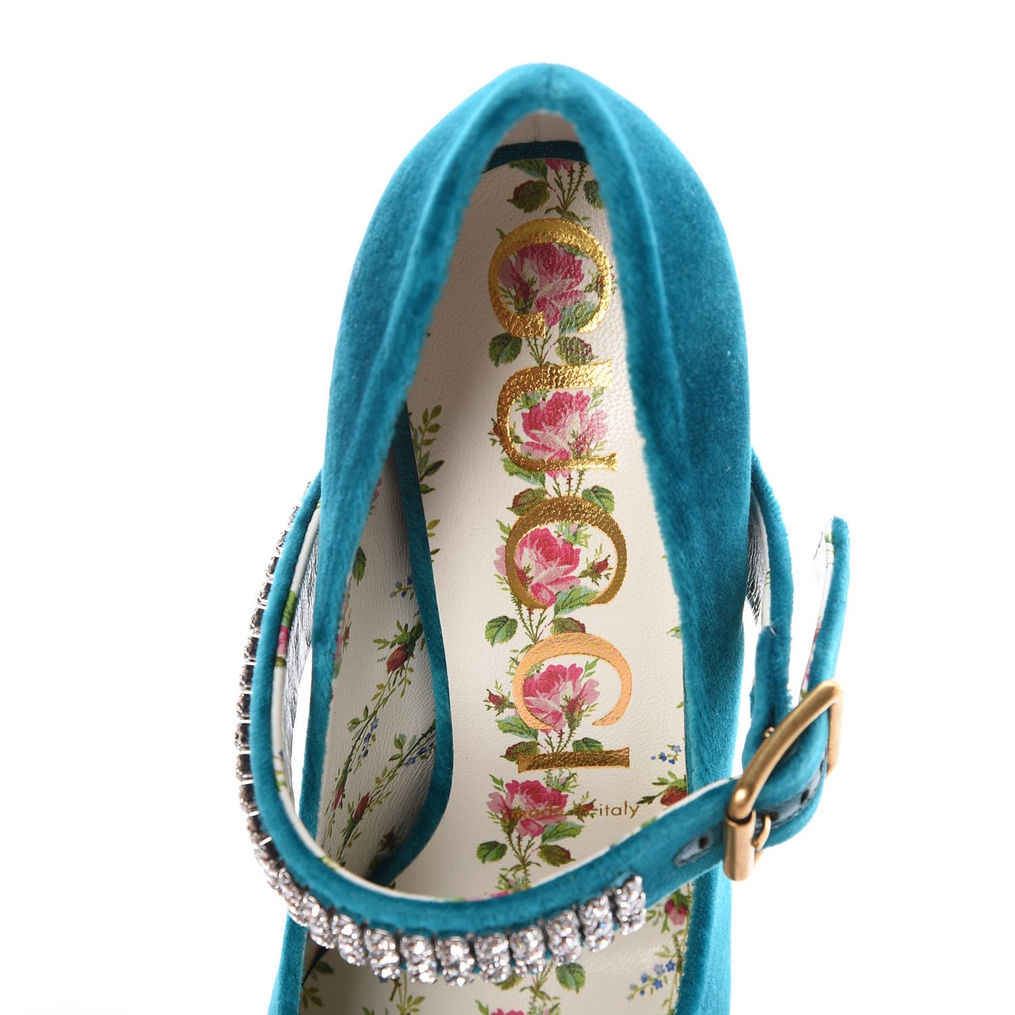 Softy Velvet Malaga Kid Pumps 37.5 Pavone Cyan
