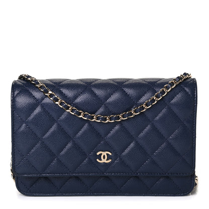 Chanel Caviar Quilted Wallet On Chain WOC Navy Blue 1 of 4