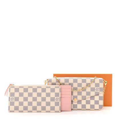 Louis Vuitton Damier Azur Pochette Felicie Chain Wallet Rose Ballerine 13 of 13
