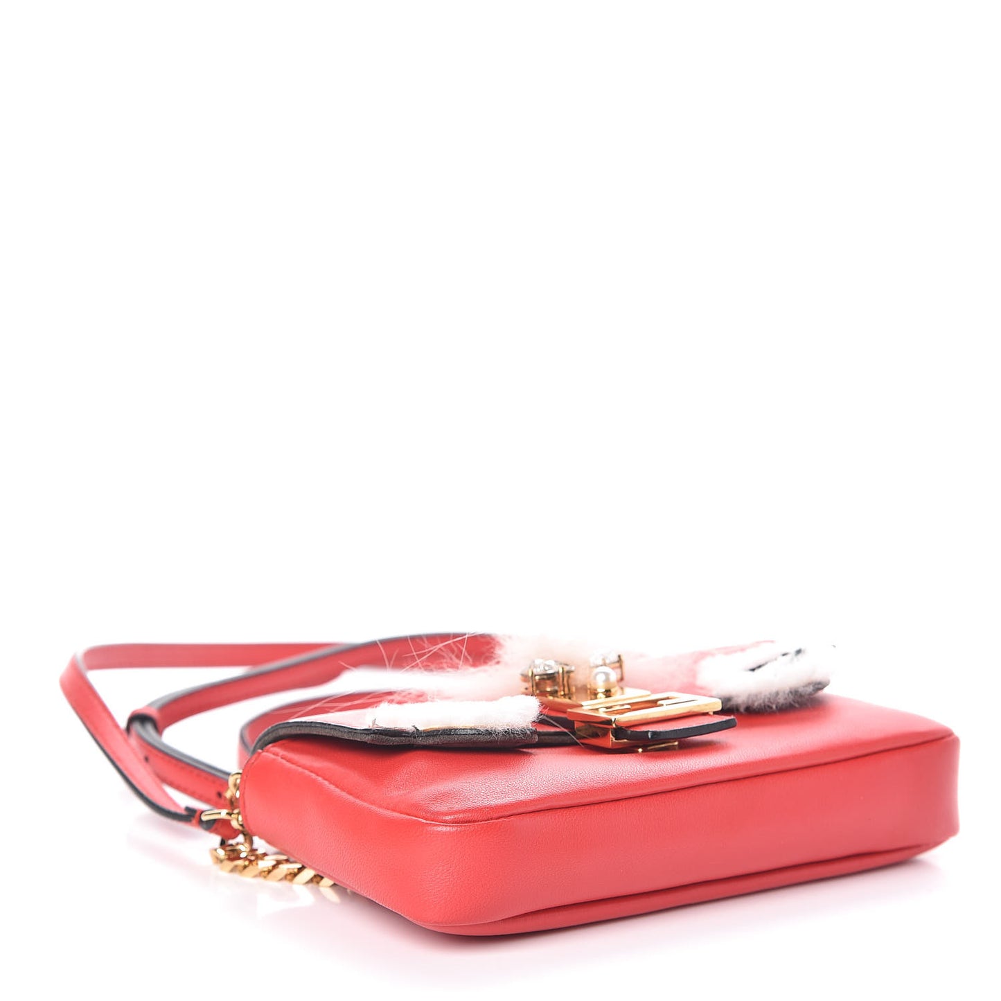 Nappa Rabbit Fox Fur Micro Buggie Baguette Fiamma Rosa