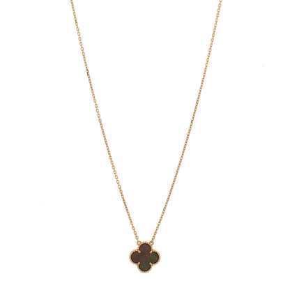 Van Cleef & Arpels 18K Rose Gold Gray Mother of Pearl Vintage Alhambra Pendant Necklace 1 of 6